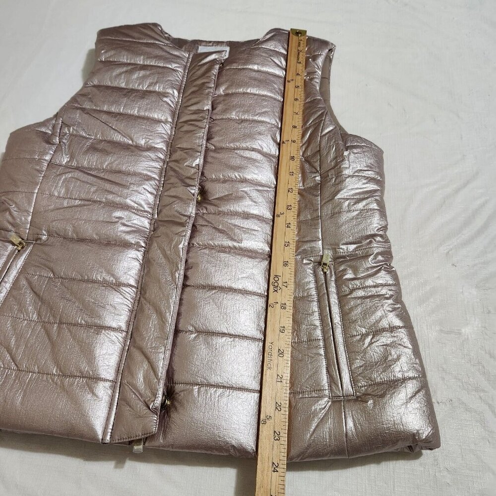 Tommy Bahama Women’s Metallic Zip Snap Puffer Vest Balboa Mist Size S NWT --5 - Picture 5 of 8